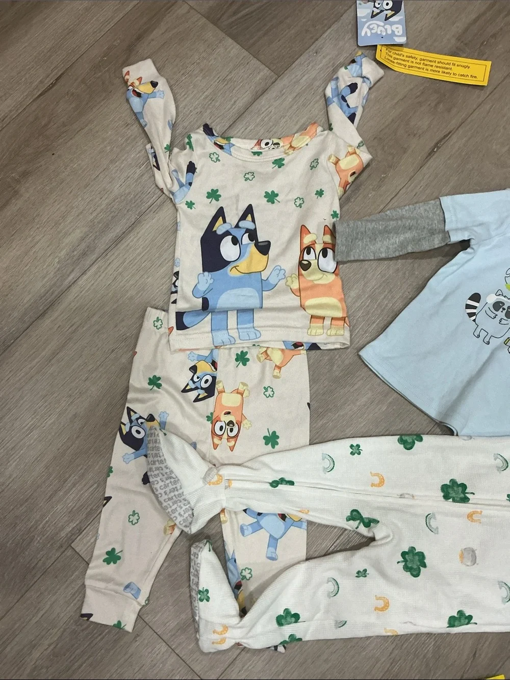 Blue Long-Sleeve Raccoon Pajama Set for Kids - Unbranded